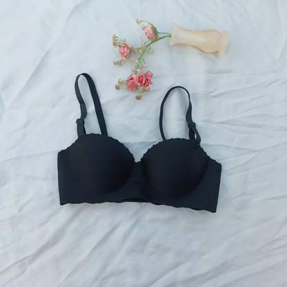 Flower Design Double Padded Hand Shaped Half Cup Pushup Bra